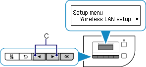 Setup menu screen: Select Wireless LAN setup